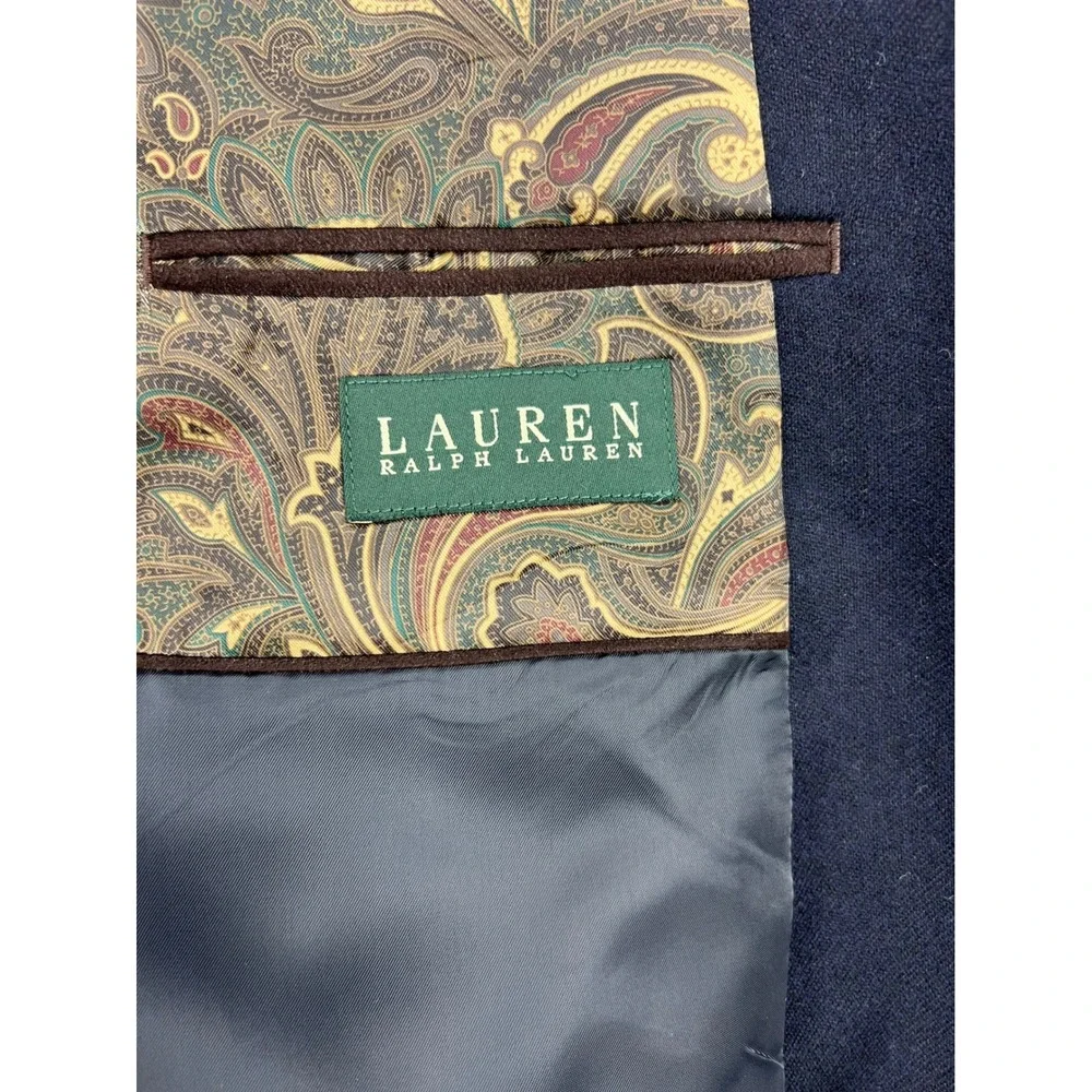 Lauren Ralph Lauren Blazer Mens 48 Navy Blue Good Paisley Lining Sport Coat